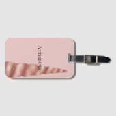 赤面ピンクローズ金ゴールドグレームユニコーン ラゲッジタグ (正面横)