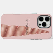 赤面ピンクローズ金ゴールドグレームユニコーン Case-Mate iPhoneケース (裏面 (横))