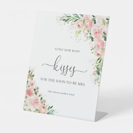 赤面ピンクローズ金ゴールドゲスト何人のキスサイン 台座サイン (正面)