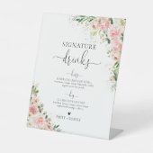 赤面ピンクローズ金ゴールドシグネチャードリンクサイン 台座サイン (正面)