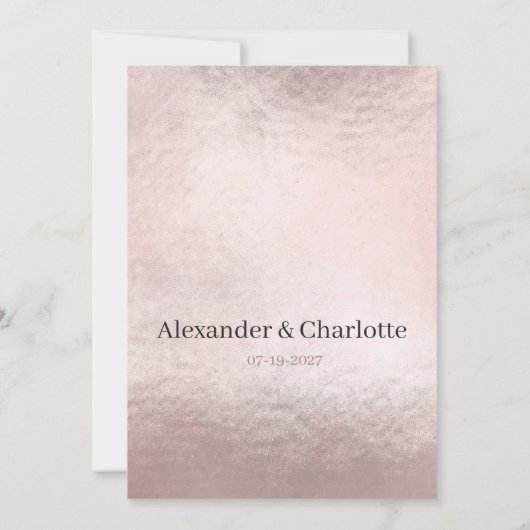 赤面ピンクローズ金ゴールドシルバーグリッター結婚式RSVP 招待状 (裏面)