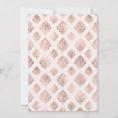 赤面ピンクローズ金ゴールドダマスクアルムスリム結婚ズ 招待状 (裏面)