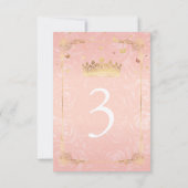 赤面ピンクローズ金ゴールドテーブル番号カード 招待状 (裏面)