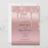 赤面ピンクローズ金ゴールドドリップブライダルシャワー 招待状 (正面)