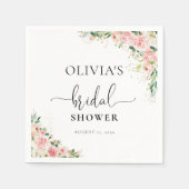 赤面ピンクローズ金ゴールドナプキンズ スタンダードカクテルナプキン (正面)