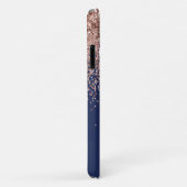 赤面ピンクローズ金ゴールドネイビーブルーグリッターモノグラム Case-Mate iPhoneケース (裏面/右)