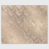 赤面ピンクローズ金ゴールドフローラパウダーコテージラグジュアリー ラッピングペーパー (フラット)