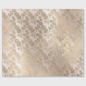 赤面ピンクローズ金ゴールドフローラフォキエVIPスター ラッピングペーパー (フラット)