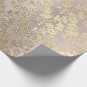 赤面ピンクローズ金ゴールドフローラフォキエVIPスター ラッピングペーパー (角)