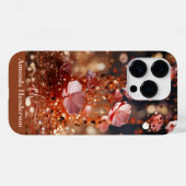 赤面ピンクローズ金ゴールドフローラモノグラムのグリッター Case-Mate iPhoneケース (裏面 (横))