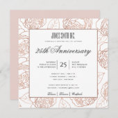 赤面ピンクローズ金ゴールドフローラ企業のパーティーイベント 招待状 (正面/裏面)