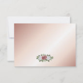 赤面ピンクローズ金ゴールドフローラ結婚式RSVPカード 出欠カード (裏面)