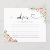 赤面ピンクローズ金ゴールドブライダルシャワーアドバイスカード (正面)