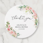 赤面ピンクローズ金ゴールドブライダルシャワーギフトラベル フェイバータグ (正面)