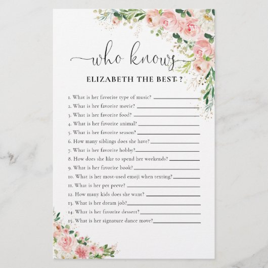 赤面ピンクローズ金ゴールドブライダルシャワーゲーム (正面)