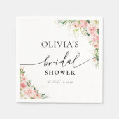 赤面ピンクローズ金ゴールドブライダルシャワーナップキン スタンダードカクテルナプキン (正面)