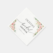 赤面ピンクローズ金ゴールドブライダルシャワーナップキン スタンダードカクテルナプキン (角)