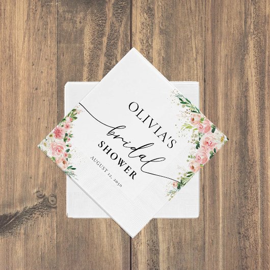 赤面ピンクローズ金ゴールドブライダルシャワーナップキン スタンダードカクテルナプキン