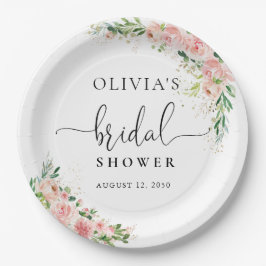 赤面ピンクローズ金ゴールドブライダルシャワー紙プレート ペーパープレート