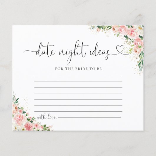 赤面ピンクローズ金ゴールドブライダルデイトナイトアイディアカード (正面)