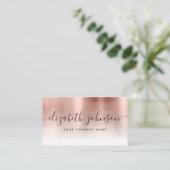 赤面ピンクローズ金ゴールドブラシ付きメタルスクリスタイリッシュプト 名刺 (スタンド正面)