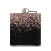 赤面ピンクローズ金ゴールドブラックグリッターモノグラム名 フラスク (裏面)