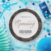 赤面ピンクローズ金ゴールドブラックフローラグランドオープン ペーパープレート (パーティー)