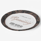 赤面ピンクローズ金ゴールドブラックフローラグランドオープン ペーパープレート (アングル)