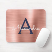 赤面ピンクローズ金ゴールドブルゴーニュフォイルモノグラム名 マウスパッド (マウス)