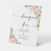 赤面ピンクローズ金ゴールドブーケバー標識 台座サイン (正面)