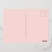 赤面ピンクローズ金ゴールドベビーイン開花シャワーガール 箔招待状ポストカード (裏面)