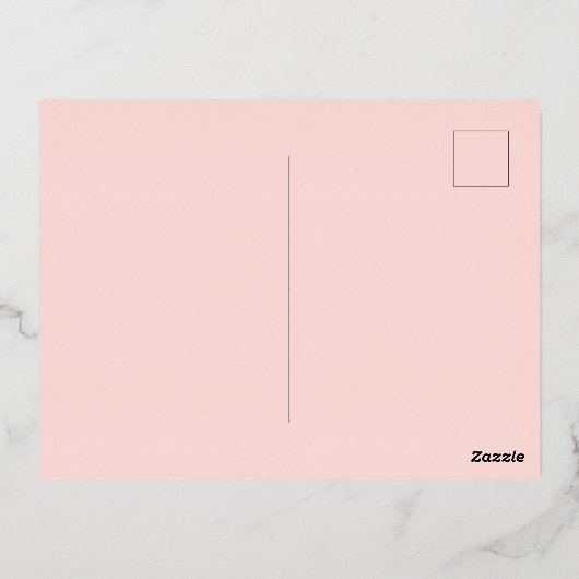 赤面ピンクローズ金ゴールドベビーイン開花シャワーガール 箔招待状ポストカード (裏面)