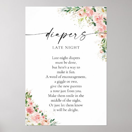 赤面ピンクローズ金ゴールドベビーシャワーポスター ポスター (正面)