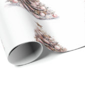 赤面ピンクローズ金ゴールドホワイトクリスマスツリー ラッピングペーパー (ロールコーナー)