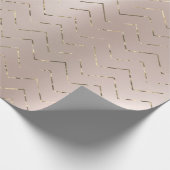 赤面ピンクローズ金ゴールドメタリックフォキシエVIPシェブロン ラッピングペーパー (角)