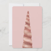 赤面ピンクローズ金ゴールドユニコーン誕生日 招待状 (裏面)