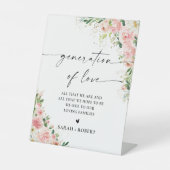 赤面ピンクローズ金ゴールドラブサイン生成 台座サイン (正面)