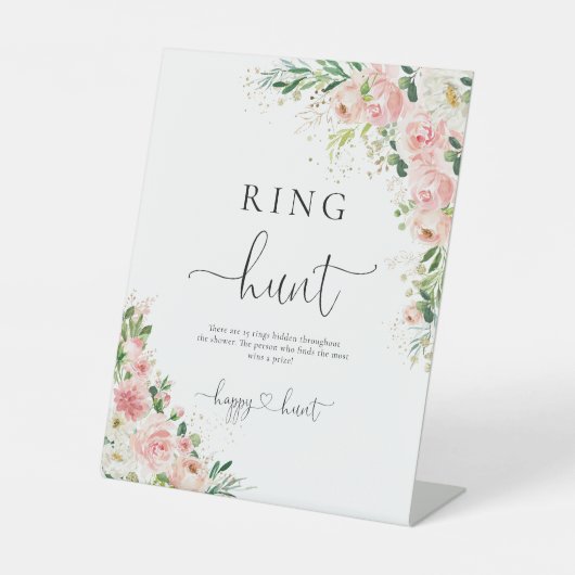 赤面ピンクローズ金ゴールドリングや輪狩り標識 台座サイン (正面)