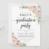 赤面ピンクローズ金ゴールド卒業パーティー招待状。 招待状 (正面)