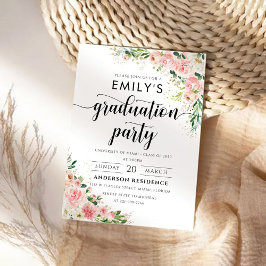 赤面ピンクローズ金ゴールド卒業パーティー招待状。 招待状
