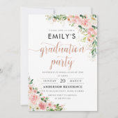 赤面ピンクローズ金ゴールド卒業パーティー招待状 招待状 (正面)
