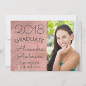 赤面ピンクローズ金ゴールド卒業発表 招待状 (正面)