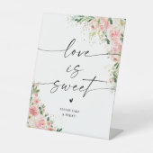 赤面ピンクローズ金ゴールド愛は甘いサイン 台座サイン (正面)