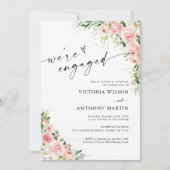 赤面ピンクローズ金ゴールド我々は婚約した招待状 招待状 (正面)