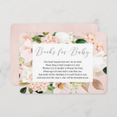 赤面ピンクローズ金ゴールド春花模様本ベビー エンクロージャーカード (正面/裏面)