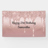 赤面ピンクローズ金ゴールド滴下グリッター パーソナライズされた 横断幕 (横)