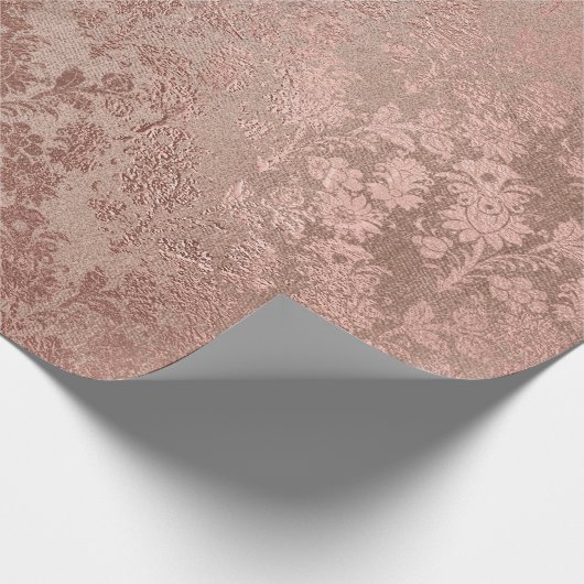 赤面ピンクローズ金ゴールド粉フェイク末フローラ ラッピングペーパー (角)