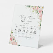 赤面ピンクローズ金ゴールド結婚のタイムライン記号 台座サイン (正面)