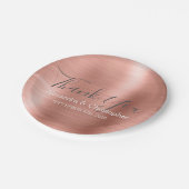 赤面ピンクローズ金ゴールド結婚ズサンキュー ペーパープレート (アングル)