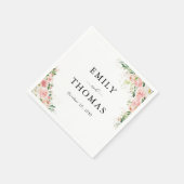 赤面ピンクローズ金ゴールド結婚ズナプキン スタンダードカクテルナプキン (角)